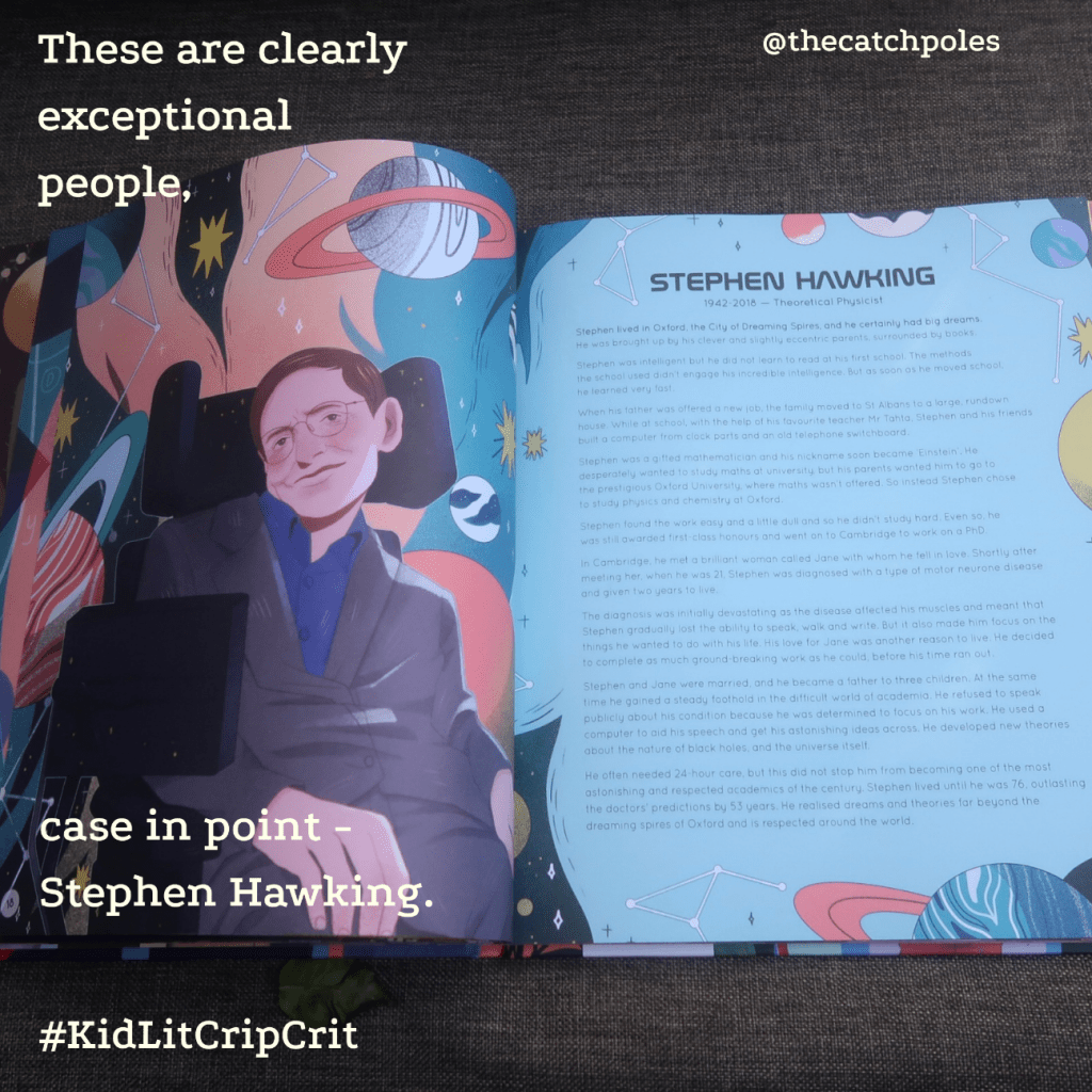 Slideshow - first image shows Stephen Hawking. Text reads: 'These are clearly exceptional people, case in point - Stephen Hawking.' 