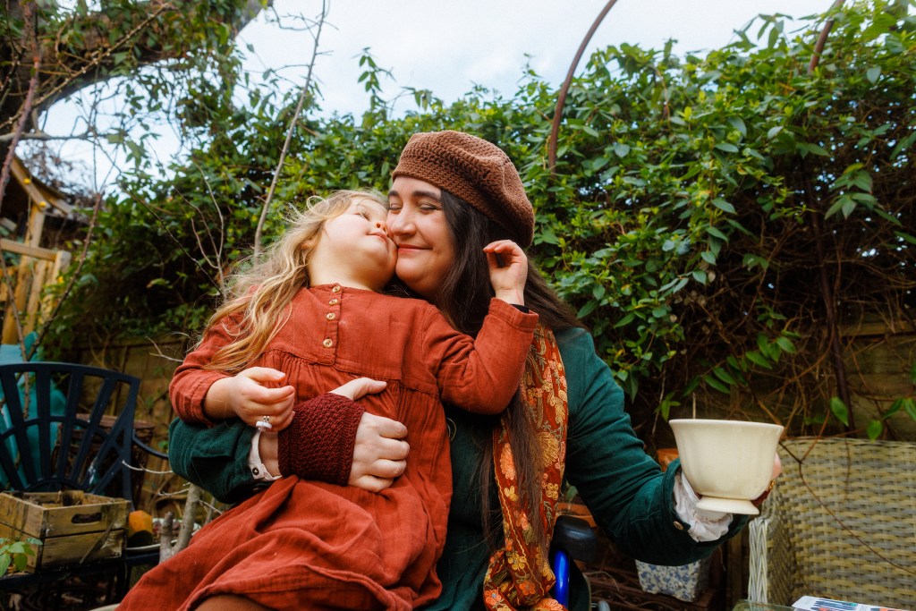 Lucy and Viola Catchpole in the garden. [Photo by Jon Attenborough]